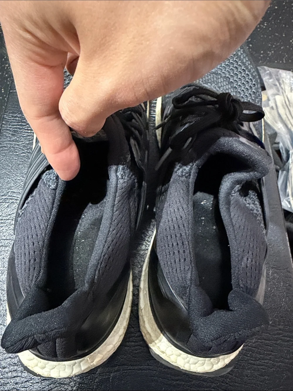 adidas Men’s Black Knit Sneakers with Cream Accents